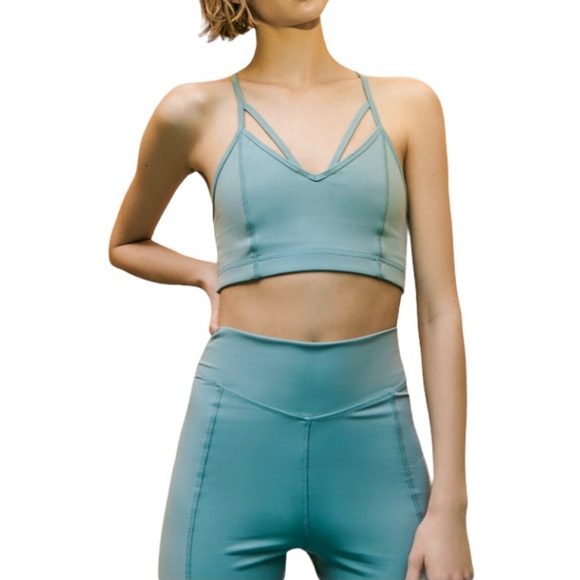 🌸New🌸 Zara Cross Strap Crop Top Small Sea Green - Picture 1 of 8